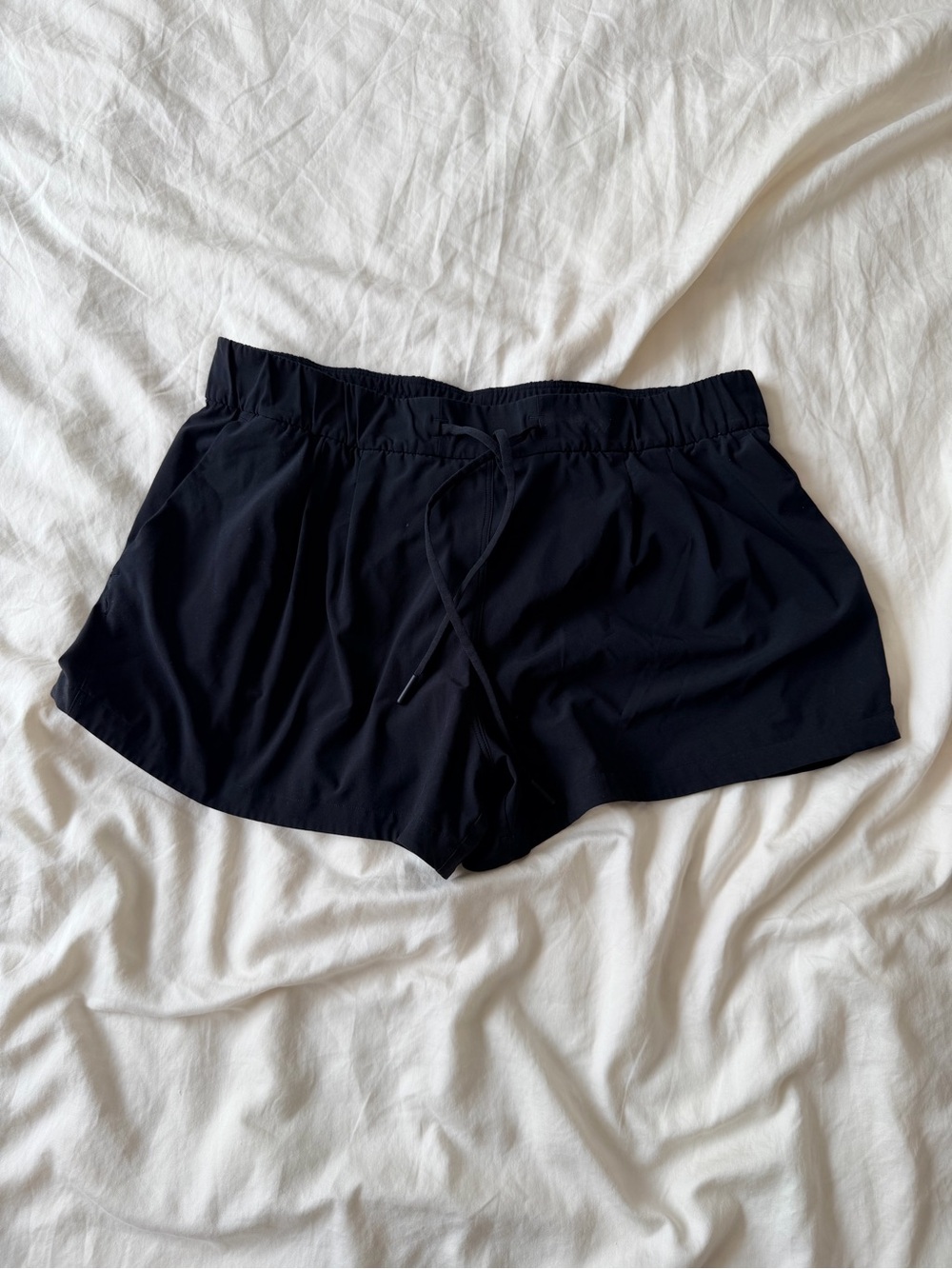 lululemon athletica Black Elastic Waist Drawstring Running Shorts